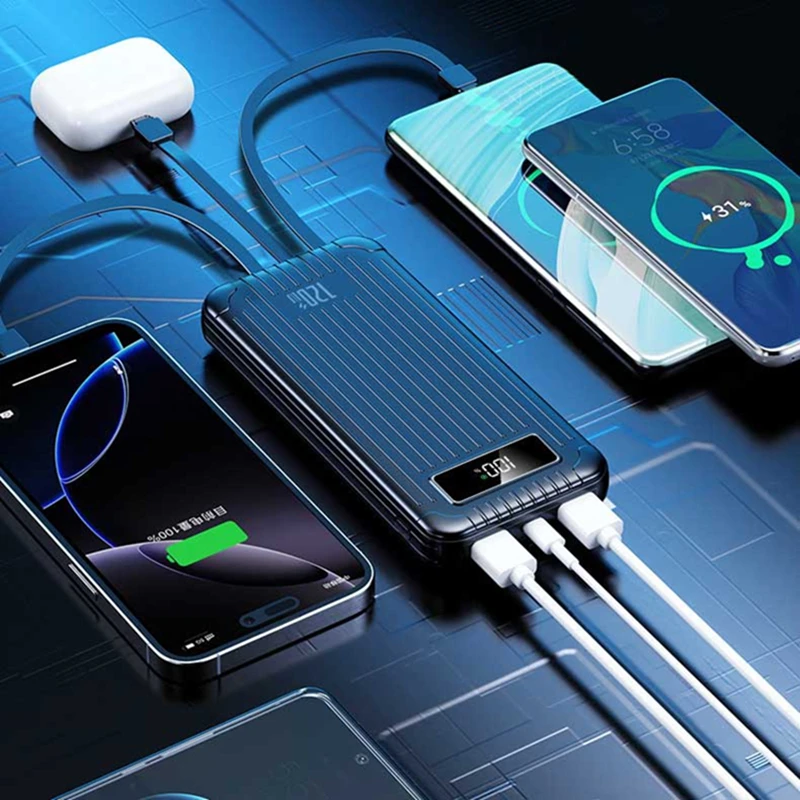 120W 100000mAh Capacity Power Bank Large Capacity Super Fast Charging External Battery Built In 4 Wires For IPhone Huawei_voghion.com