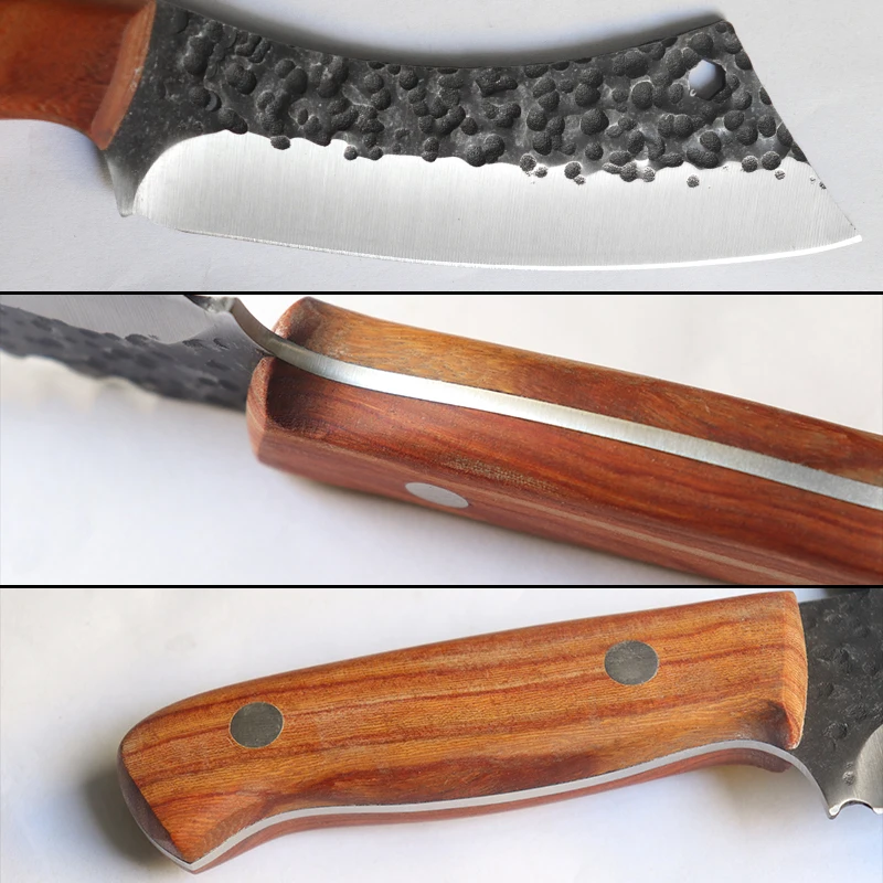 Kitchen Knife Meat Cleaver Forged Kitchen Chef Knives High Carbon Steel Meat Boning Cleaver Knife Professional Butcher Utility Fish Fruit Knife with Cover