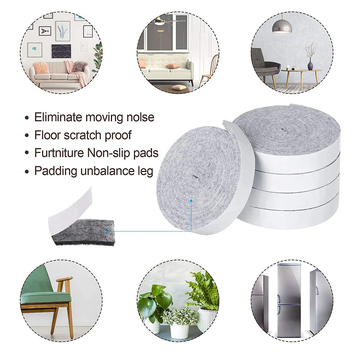 Durable Self-Adhesive Felt Strips for Furniture Protection and Noise Reduction