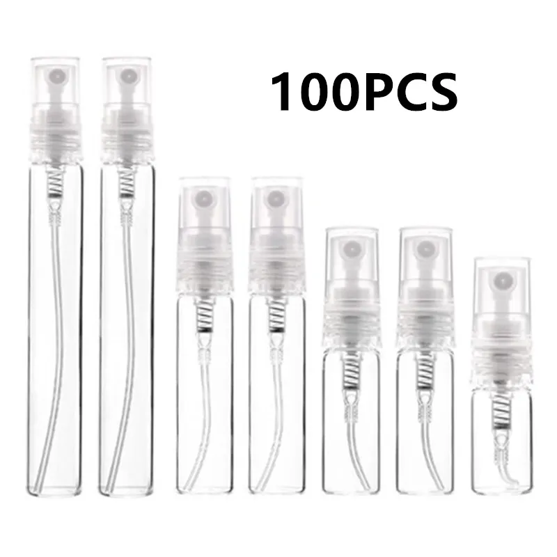 

Wholesale 100PCS 2ml 3ml 5ml 10ml Mini Portable Perfume Bottle Spray Refillable Cosmetic Sample Glass Bottling Empty Container 2