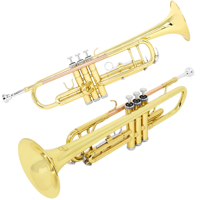 Phosphorus Gold Bb Standard Trumpet Set Brass Student Beginners Trumpet Instruments with Box 7C Blowing Nozzle Gloves - Image 5