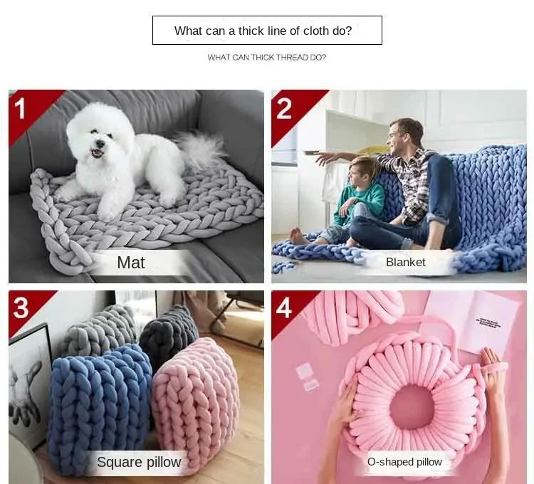 Description Picture 5 of item1KG Thick Super Bulky Chunky Yarn for Hand Knitting Crochet Soft Big Cotton DIY Arm Knitting Roving Spinning Yarn for Blanket
