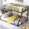 Metal Floor Bunk Bed, Twin XL Over Queen, Guardrail and Ladder, Space-Saving Design, Metal Bed for Kids&Teens 4