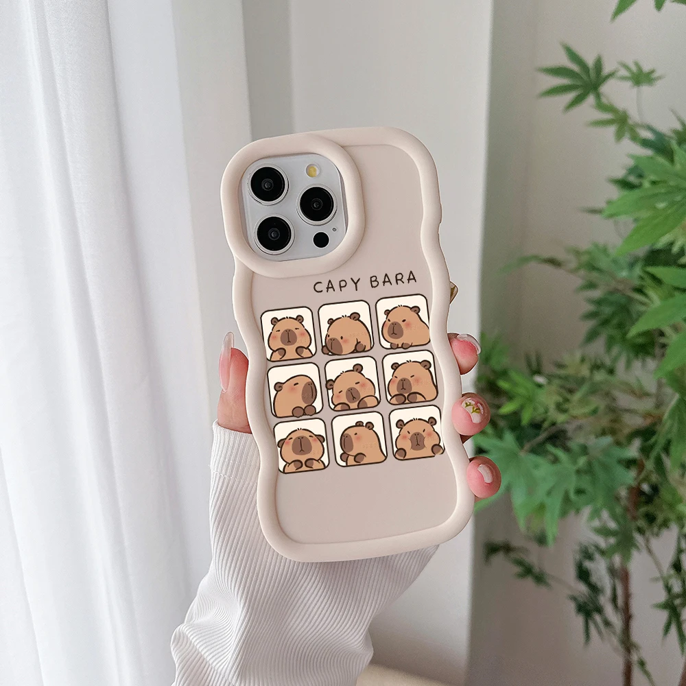 Bonita funda de teléfono Capybara para IPhone 15 14 13 12 11 Pro Max XR XS X 7 8 Plus SE20 Color caramelo funda trasera suave de TPU
