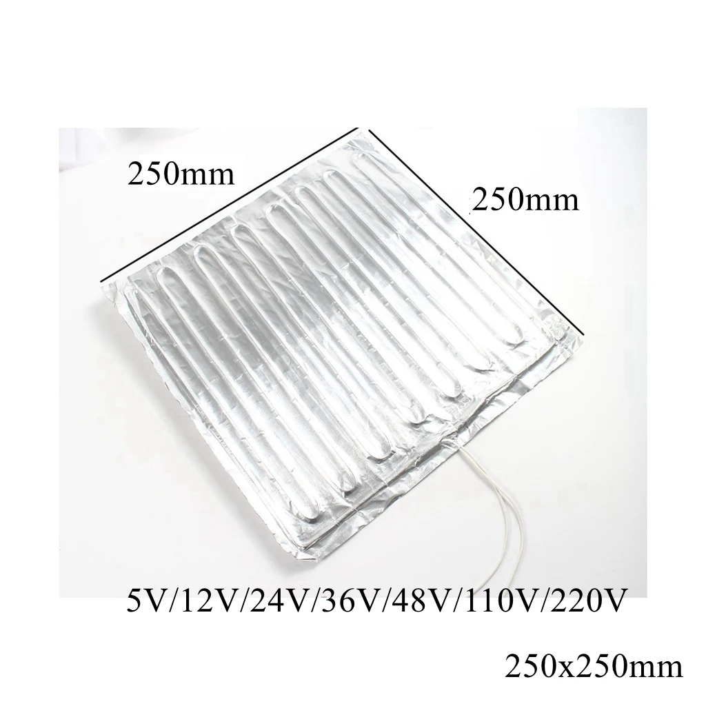 Aluminum Foil Heating Pad 250x250mm 5V 12V 24V 220V Electric Heater Mat  Sheet Plate Adhesive Waterproof 3D Printer Refrigerator - AliExpress
