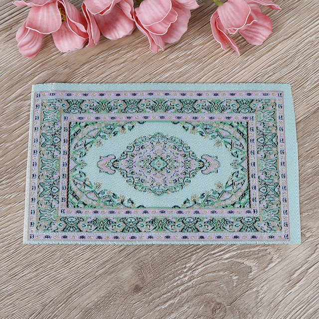 1:12 Turkish Dollhouse Mini Carpet Floral Mat Playing House Decor Floor Coverings Miniature Casa De Boneca Doll Accessories 6