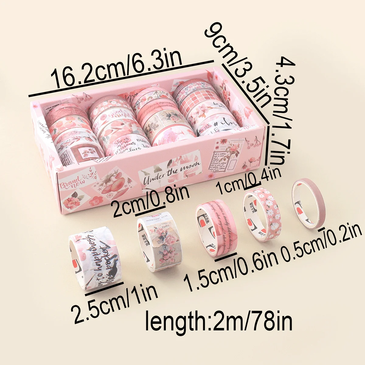 귀여운 식물과 꽃무늬가 있는 와시 테이프 20롤 세트, 스크랩북 및 저널에 적합한 장 마스킹 테이프