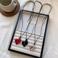 New Heart Pendant Necklace Adjustable Pull-out Sweater Chain Accessory - Image 3