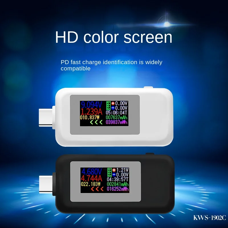 

Type-c Two-Way Tester Color Screen USB Current Voltage Test Meter USB-C Two-Way Tester Digital Voltage Measuring Instrument Tool