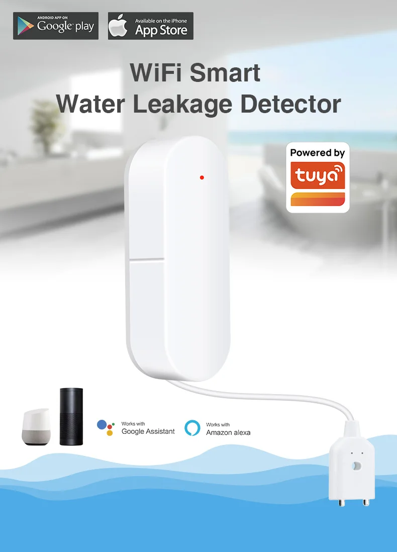 Tuya WiFi Water Leakage Sensor Smart Home Water Leakage Detector Flood Alert Overflow Security Protection Via Smart Life