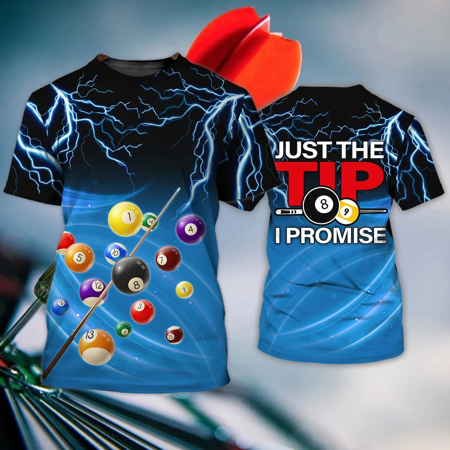 BilliardsSnookerPrintShirtMensTshirtTopsSummerCasual