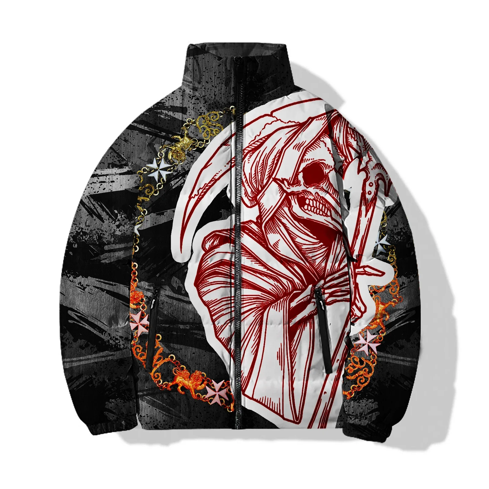 thumbnail image 1 of Chaquetas de invierno de nuevo estilo para hombre, chaqueta de algodón gruesa, cálida y resistente al viento con estampado de moda, abrigo masculino moderno y versátil, 1 of 5