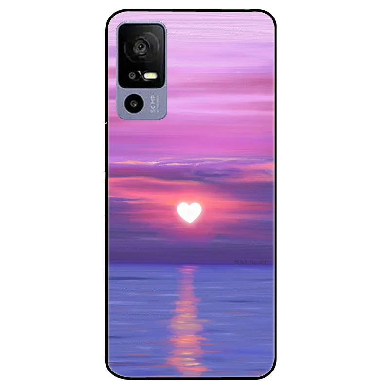 Custodia Per TCL 40R 5G Con Fiore Rosa + Pellicola In Vetro Temperato - Cover Morbida Anti-Urto Trasparente - 2
