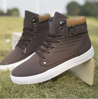 Men's Sneakers Autumn Winter Warm Matte Leather High Top Men's Shoes Large Size Size 47 Retro Casual Boots Male tyh6