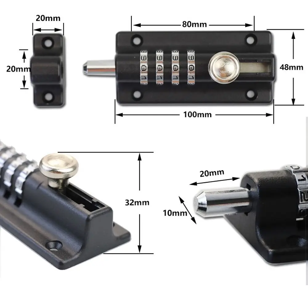 Thicken Combination Locking Bolt Solid Security Sliding Door Password Lock Zinc Alloy 4 Digit Combi Bolt for Shed Gate Fences