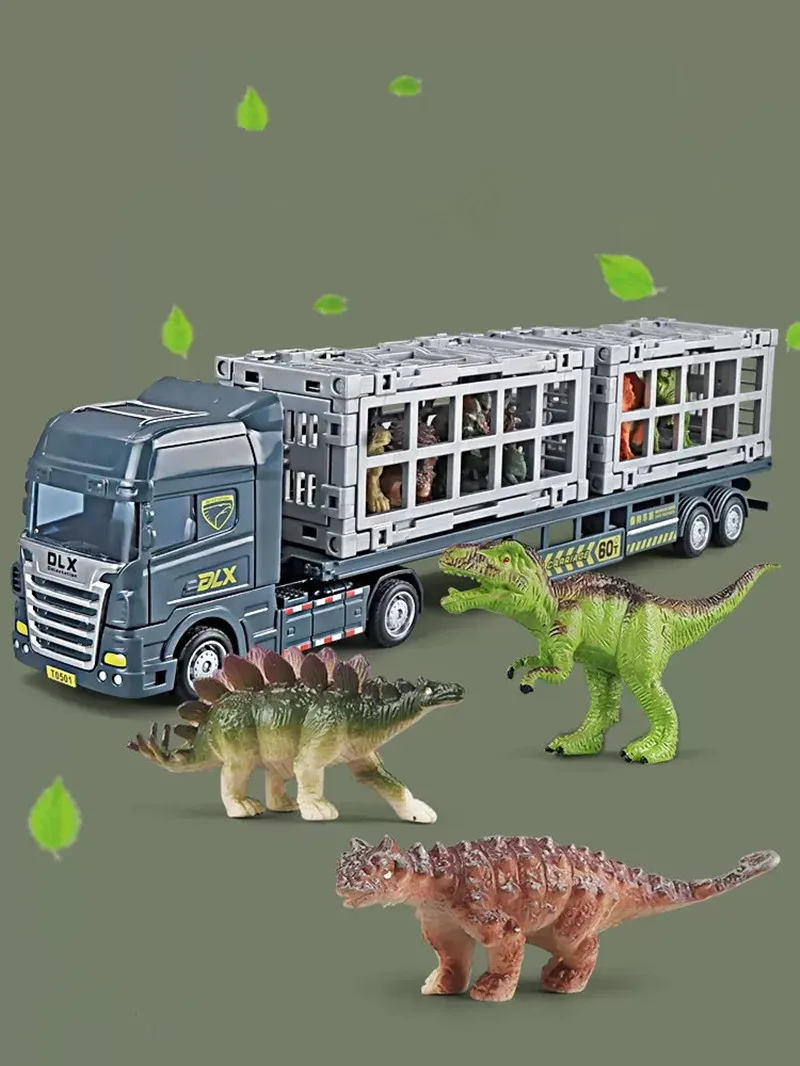 

New product 1:50 plastic dinosaur truck transport vehicle model,Simulation engineering transport vehicle toy,wholesale