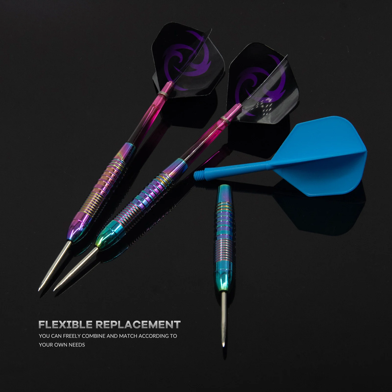 Huanqu 23g Professionele set van roestvrij staal, blauw-paars, hoge kwaliteit, inclusief extra shafts en flights, voor thuis en in de bar._voghion.com