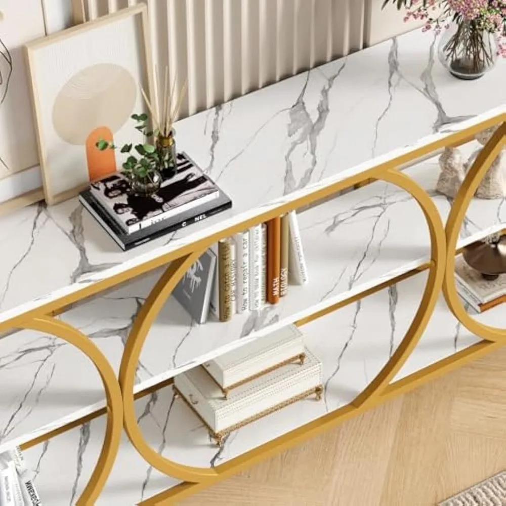 Modern Console Table - white and gold finish