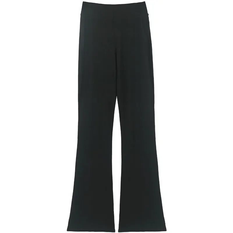 Calça Feminina Cintura Alta Pernas Largas - Tecido Elástico Para Dança E Ioga - Conforto Máximo