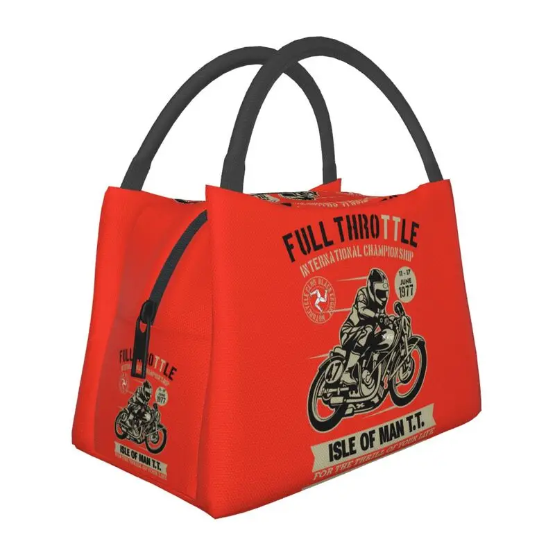 

Vintage TT Motorcycle Racer Portable Lunch Box Isle of Man Thermal Cooler Food Insulated Lunch Bag Office Work Pinic Container