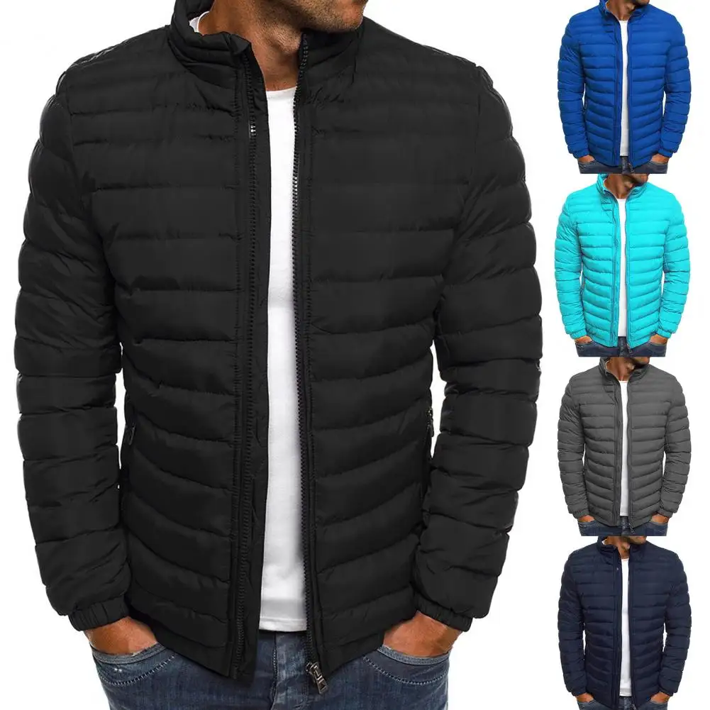 Lässige Puffer jacke einfarbige Winter Parka Jacke Reiß verschluss taschen Parka Jacke