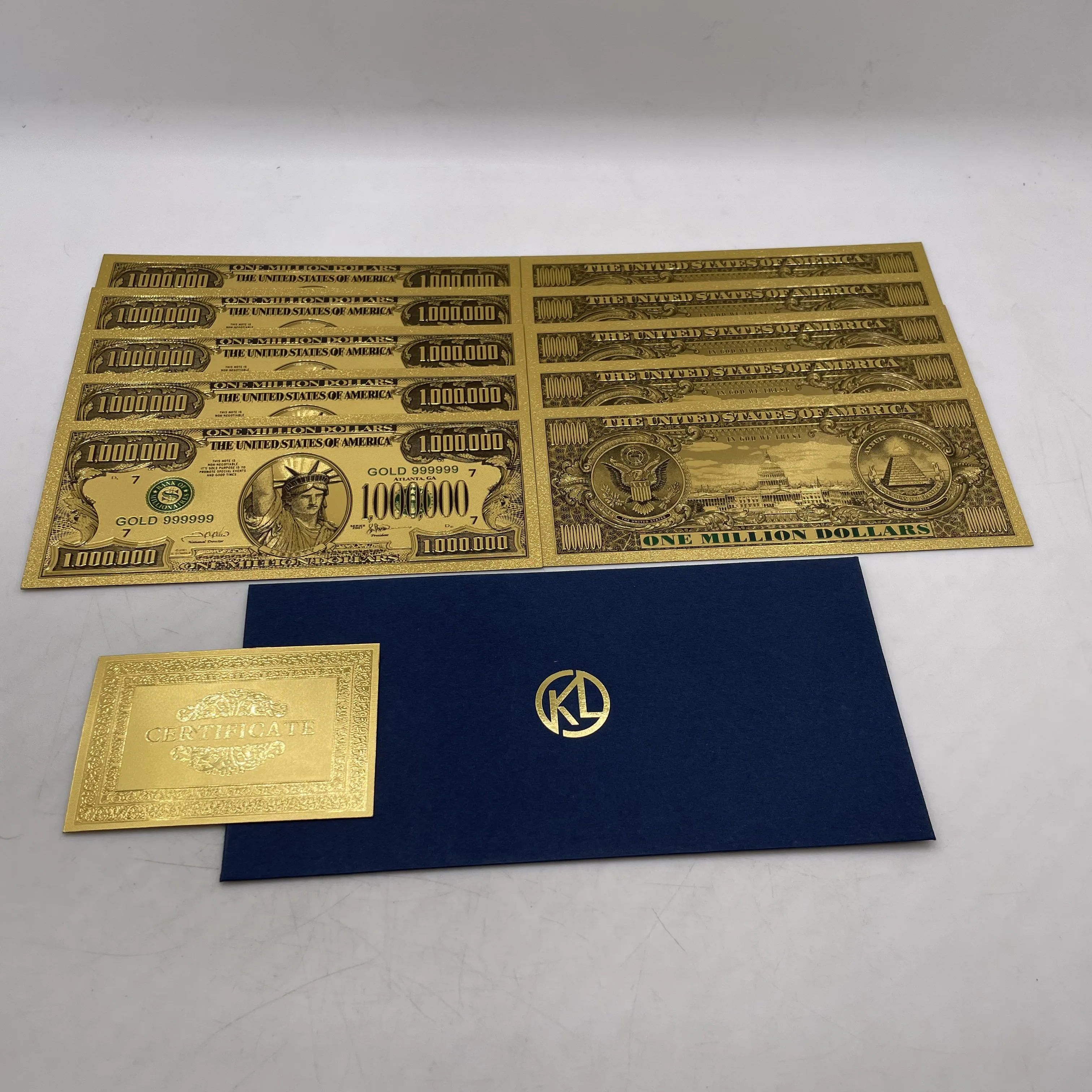 

10 PCS American Banknote One Million Gold plastic Banknote statue of Liberty souvenir Collection Commemorative USA card