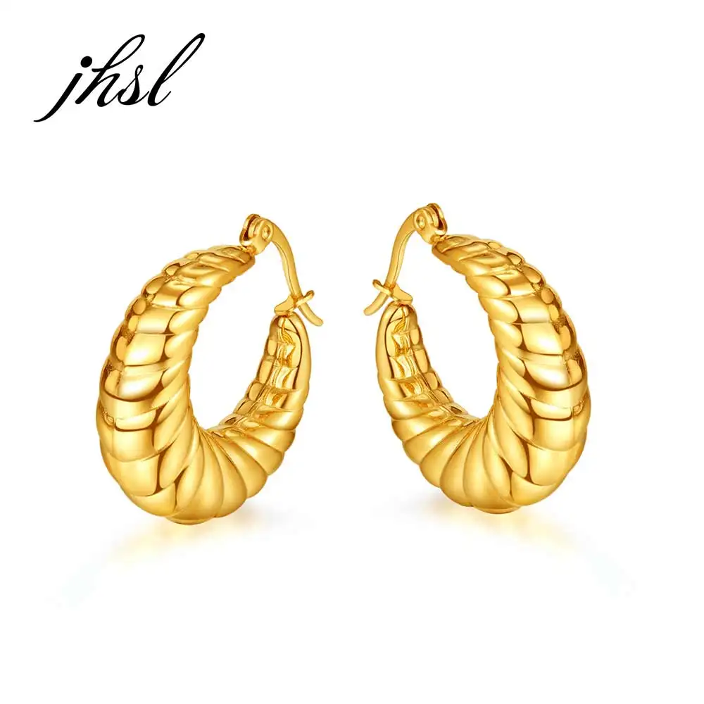 

JHSL Big Hyperbole Lady Women Korean Hoop Earring Gold Color Fashion Jewelry Cocktail Party Gift New Arrival 2023