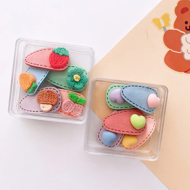 5pcs/box Mini Korean Hairpins for Baby Girl Small Cute Floral Fruit Heart Hair Clip Bang Side Clip Baby Girl Hair Accessories 6