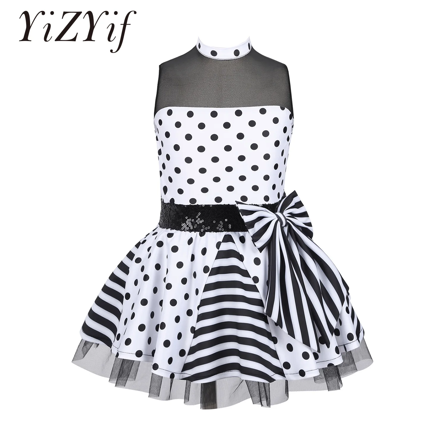 YZY Customisable-Women's Polka Dot DanceWear Dance Dress Performance Wear