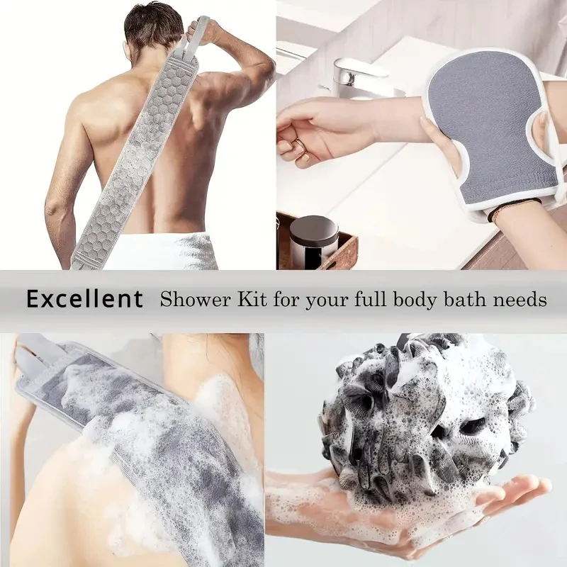 3 PCS Three-piece Bath Set Rub Bath Towel Gloves Flower