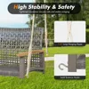 2-Person Patio Porch Swing Chair, Outdoor Rattan Swing Bench with Acacia Wood Armrests & Two 118” Hanging Ropes 4