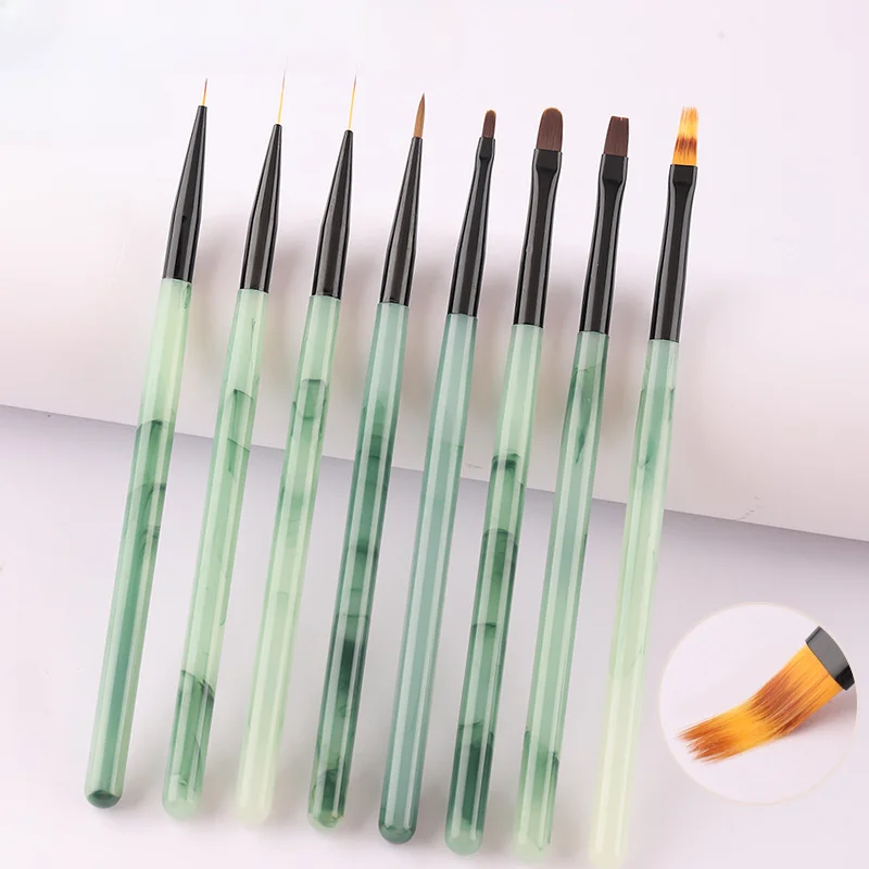 New Nail Brush Green Pink UV Gel Extension Pen Nail Art Tool Set Brushes Polish Painting Brushe Drawing Manicure Accessories 4