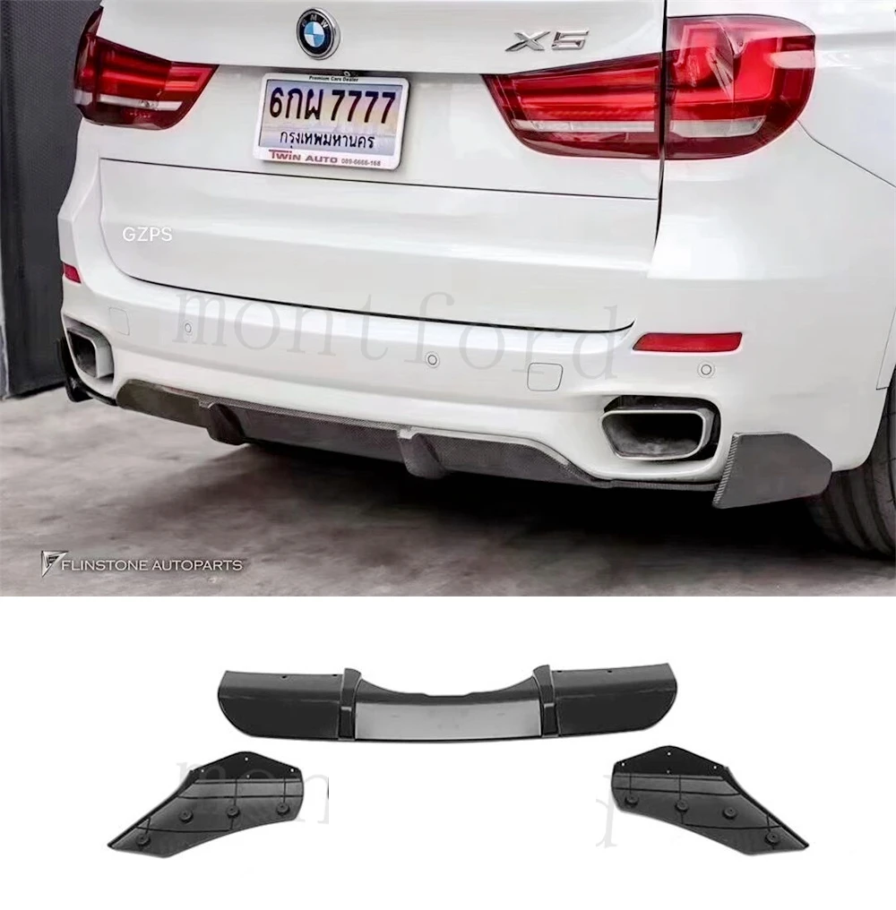 

For BMW F15 X5 M Tech Sport 2014-2018 P Style Rear Bumper Diffuser Lip Real Carbon Fiber Boot Spoiler Plate Splitter Body Kit