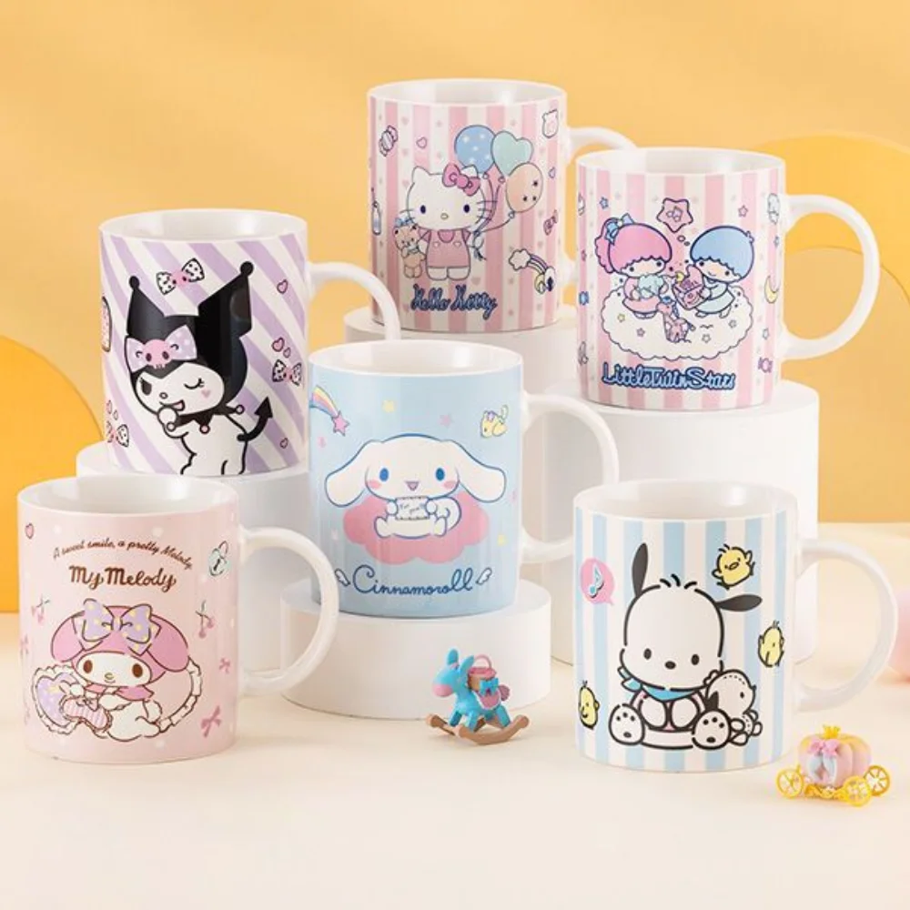 

350Ml Kawaii Hello Kitty Ceramic Coffee Mug Sanrio Cinnamoroll My Melody Kuromi Cartoon Anime Home Office Milk Tea Handle Cup