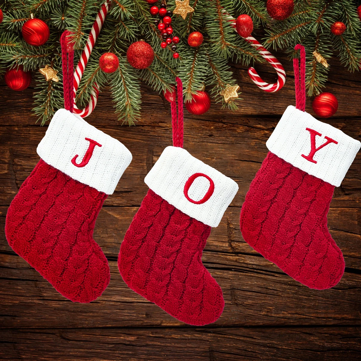 

5 Pcs Christmas Alphabet Knitting Socks Christmas Tree Ornaments Christmas Decorations for Home 2022 Navidad Noel 2023 Xmas Gift