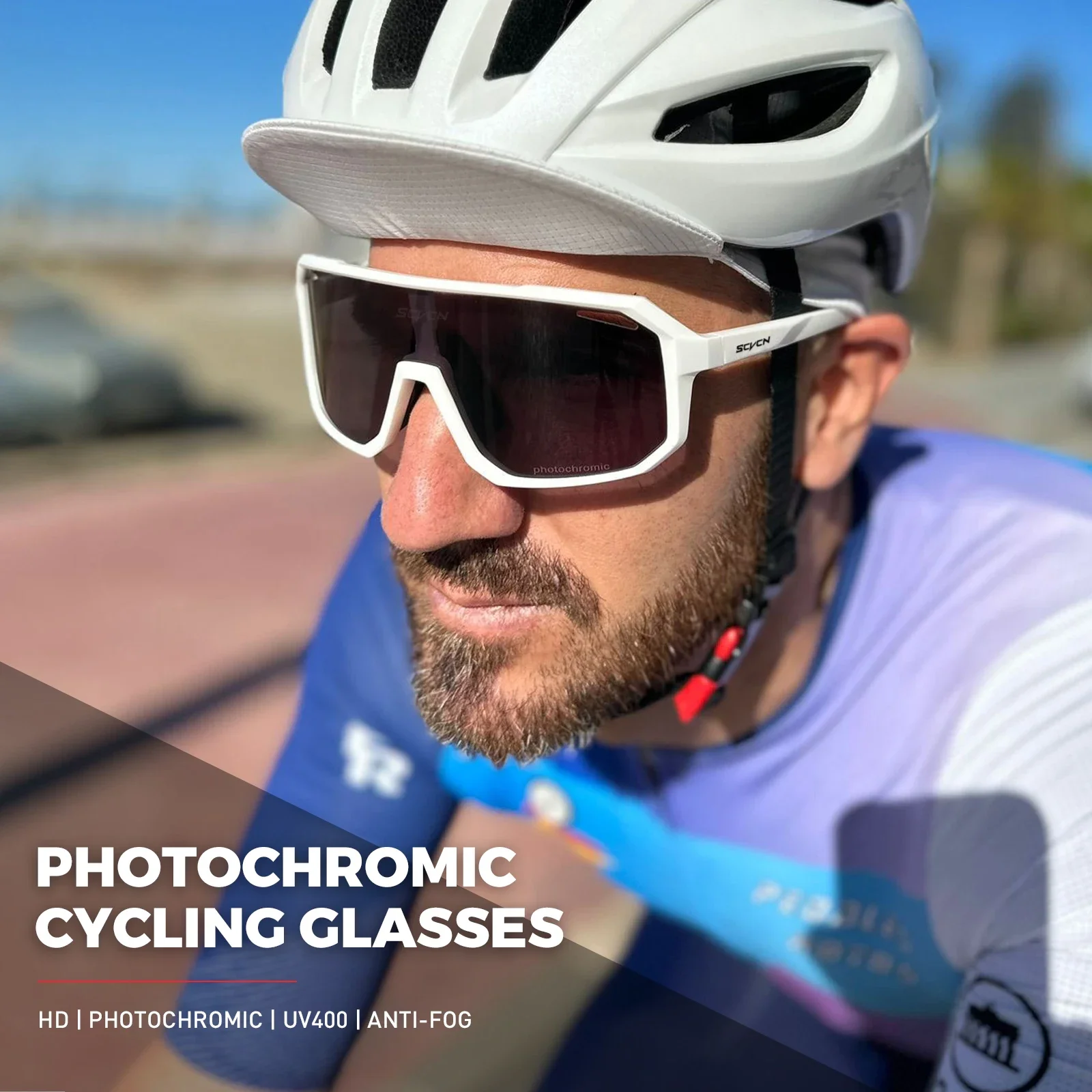 SCVCN Men Bike Photochromic Glasses Cycling Sunglasses for