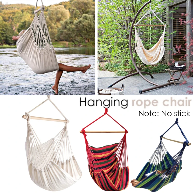 Portable Outdoor Hammock Garden Leisure Camping Swinging Chair Canvas Hang Bed 