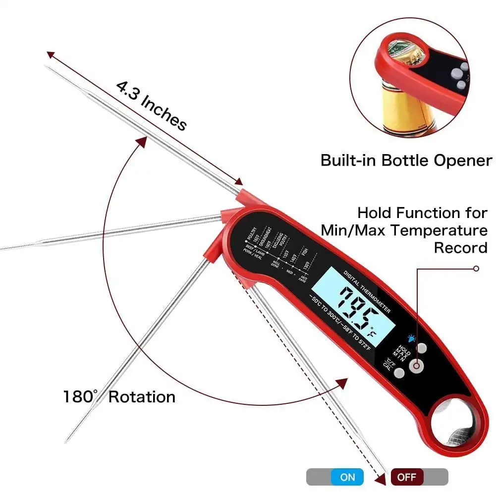 Digital Kitchen Food Digital Thermometer For Meat Water Milk Cooking Grilling Outdoor BBQ Waterproof Instant Read - 4