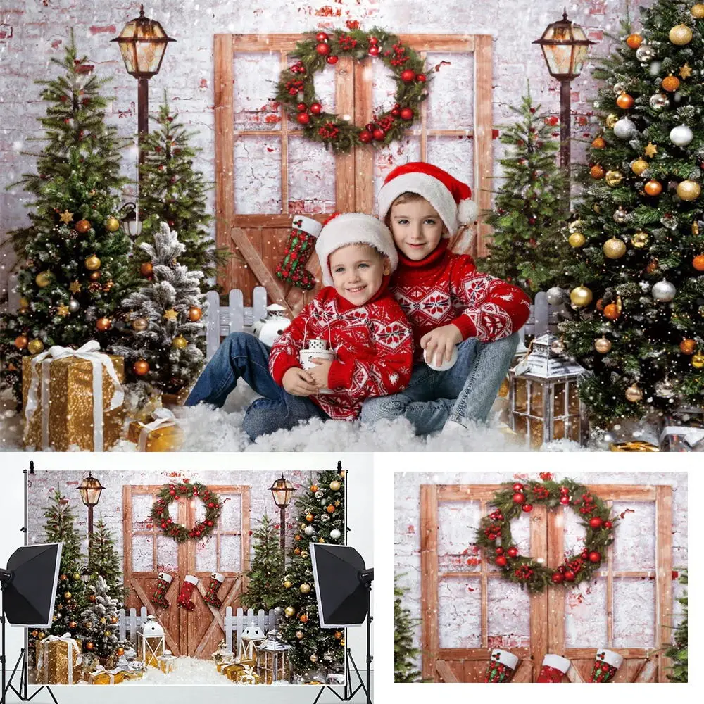 Merry Christmas Backdrop Xmas Tree Fireplace Gift Window Family Baby Portrait Photography Background Party Decor Photo Studio photo backdrop,photo wallpaper,party decoration covers