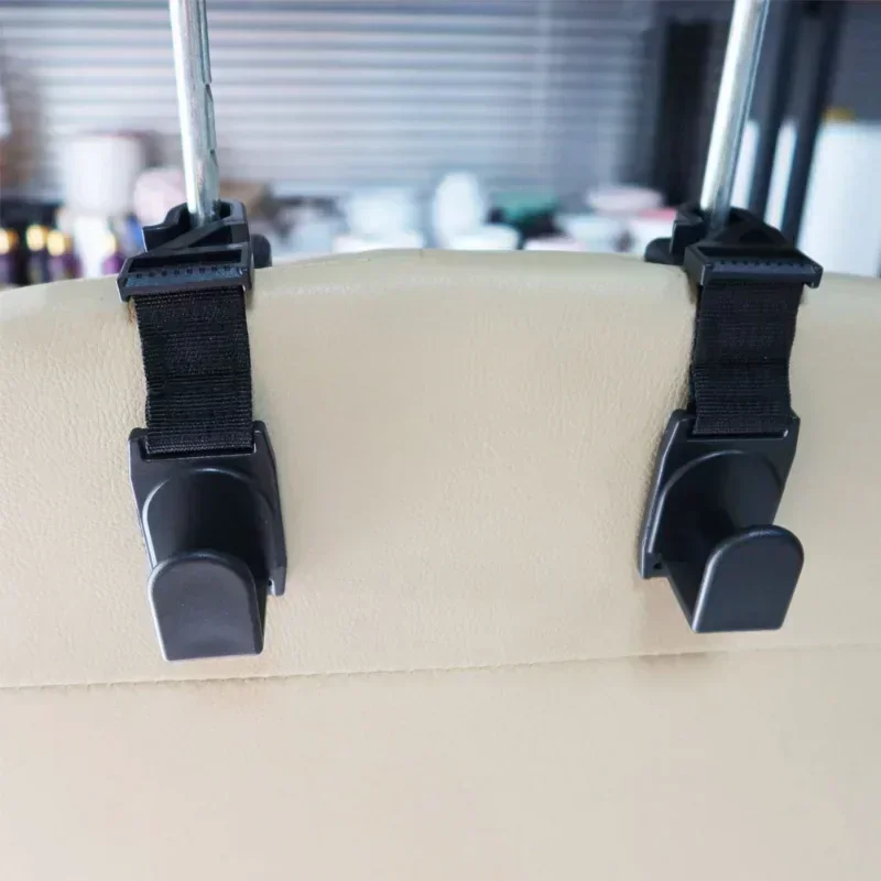 Car Headrest Hooks ABS Polyester Black Multipurpose Organizers