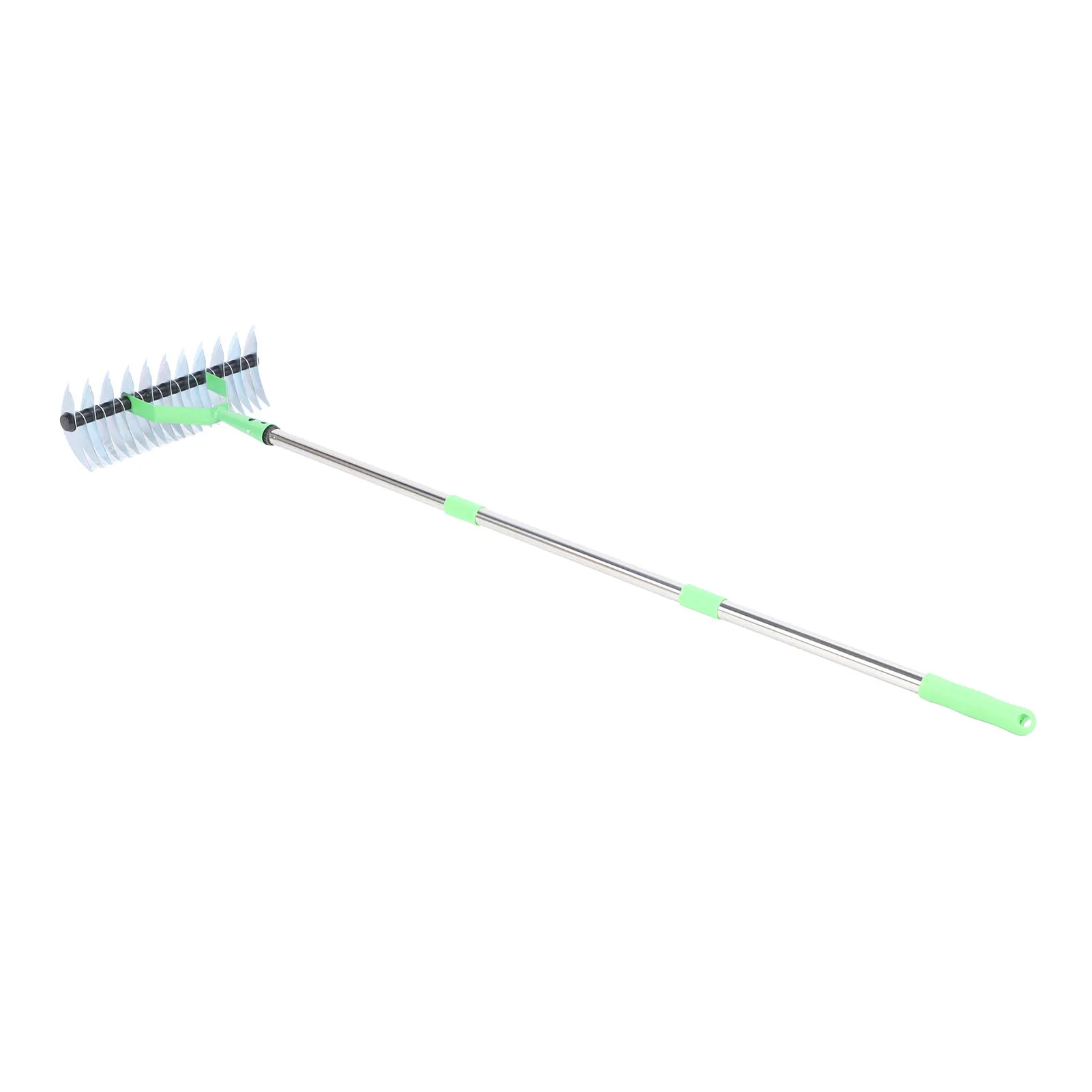 Thatch Rake 3 Sections Stainless Steel Dethatcher Lawn Rake Lawn Thatching Rake for Clearing Dead Grass 5