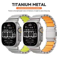 Bracelet en caoutchouc fluoré élastomère titane pour Apple Watch Ultra 3 2 1 49mm 10 11 46mm, bracelet magnétique pour Iwatch 9 8 7 45mm 6 SE 3 44mm 1