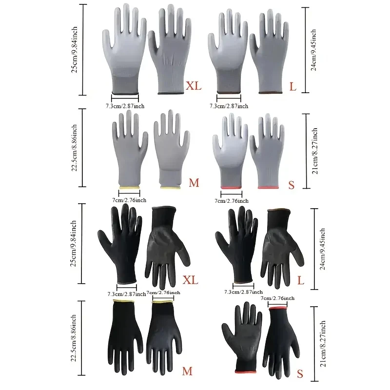 Horticulture Gloves 12 Pair Black /Grey/ Safety Work Gloves Repair Palm Coated Carpenter Repairman Supplies
