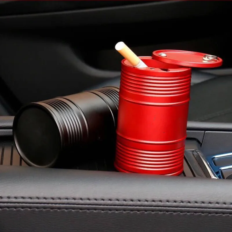 

Aluminum Alloy Car Ashtray Portable Smokeless Temperature Cigarette Cylinder With Cover Home Office Universal Auto Accessories