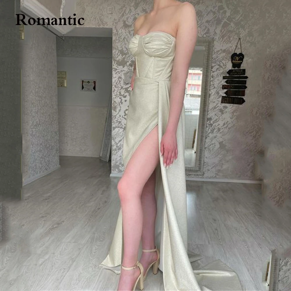 

Romantic Sexy Prom Gown Side High Silt Sweetheart Long Evening Dress Floor Length For Formal Occasion Plus Size Vestido de festa