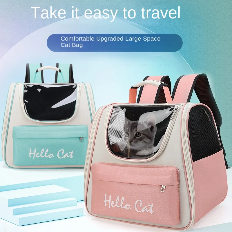 Portable Double Shoulder Pet Bag, Folded and Portable, Transparent, Cat and Dog Bag, XSushi Solid Color, Breathable Pet Backpack
