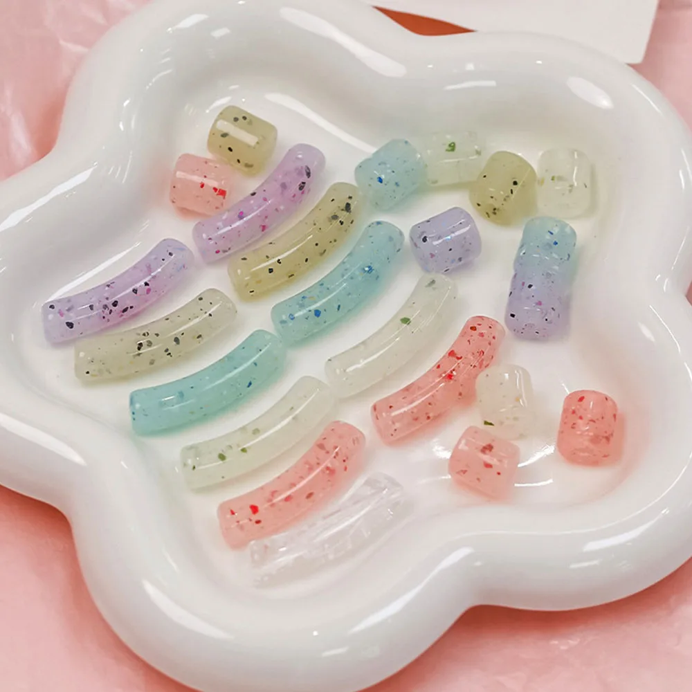Pandahall 10 Perline Acriliche Curve A Tubo Colorate - Imitazione Pietra Noodle 36mm Per Bracciali Fai Da Te E Distanziatori