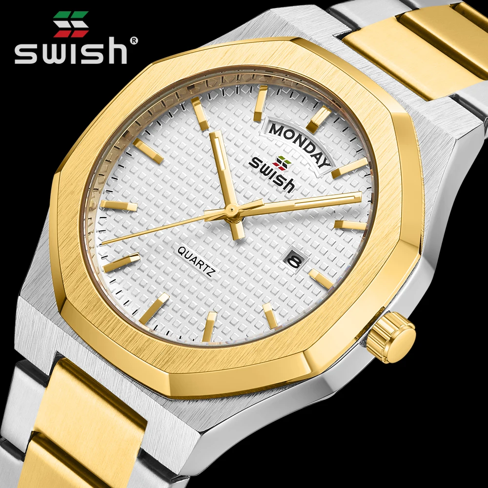 Top Brand Luxury Watch for Men Waterproof Square Wristwatch Relogio Masculino Weekday Date Blue Face Full Steel Japan Quartz
