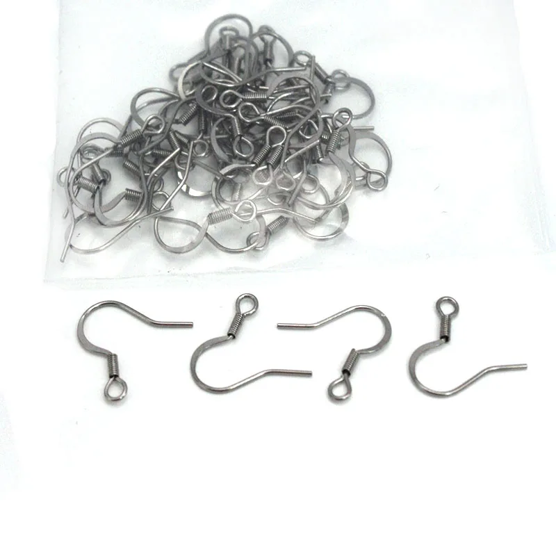 50pcs/lot 316L Hypoallergenic Stainless Steel Earring Hook Clasps Earwire  DIY Earring Findings For Jewelry Making Supplies