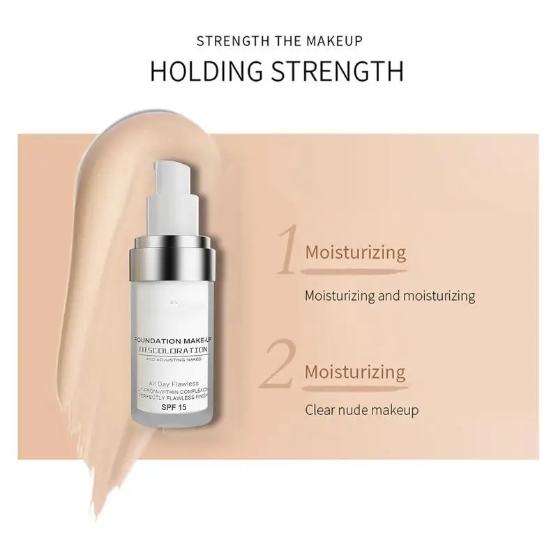 30ml Color Changing Foundation Full Coverage SPF15 Matte Concealer Makeup Base Hydrating
